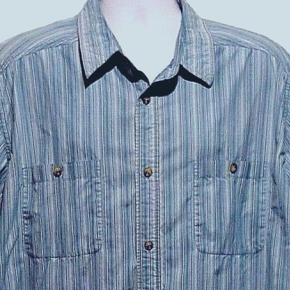 kingsize Other - KINGSIZE Brand Mens 2XL Short Sleeve Shirt Button Front Blue Stripe